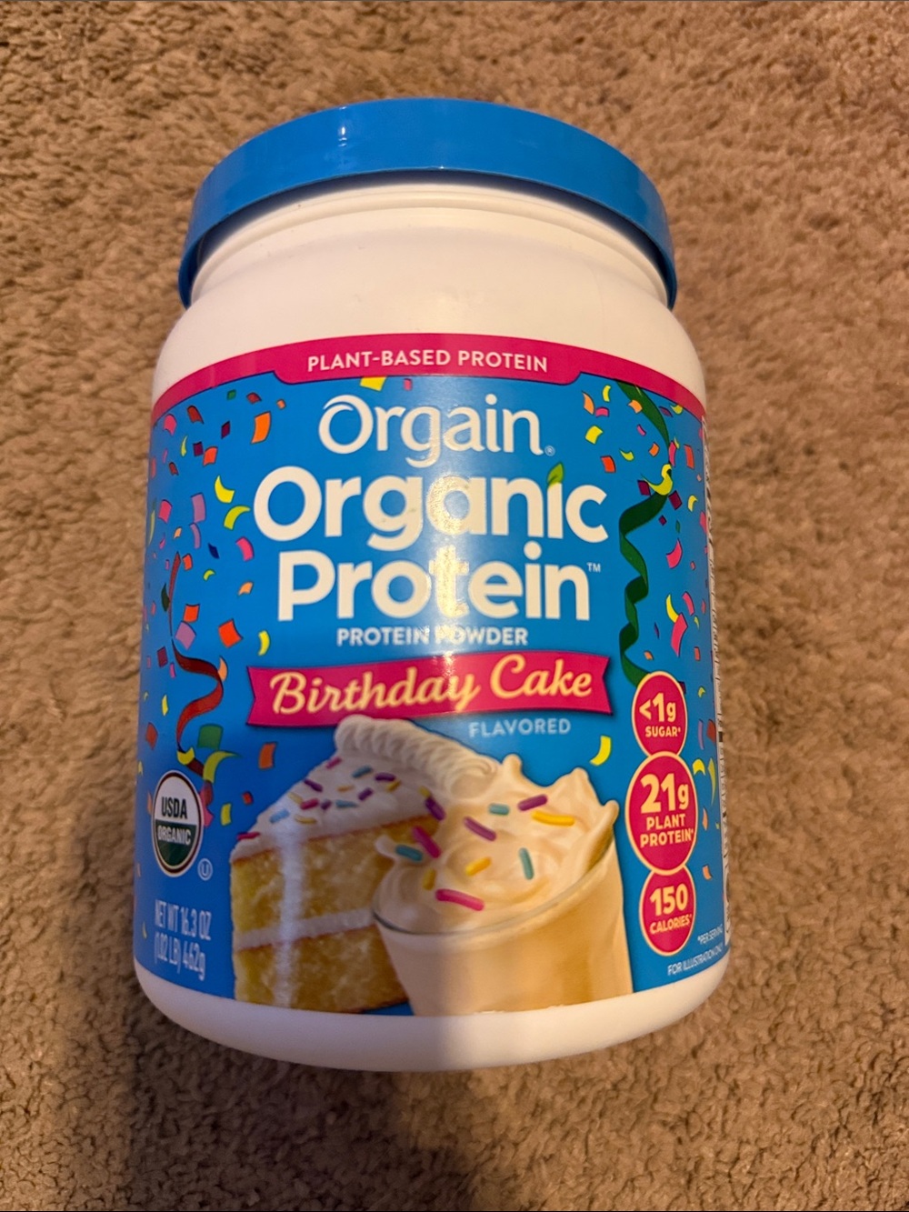Organic Protein Powder Birthday Cake - Blue